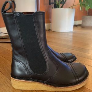 Swedish Hasbeens Rubber Wedge Boots